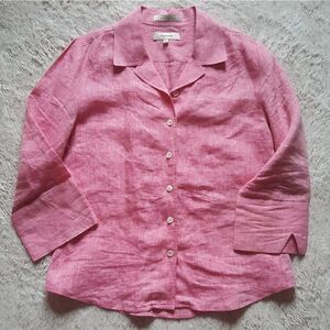FACONNABLE 100 Linen Button Down Pink Top Size Small